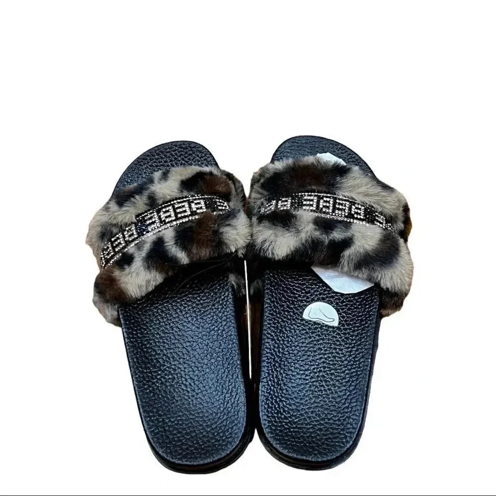 Bebe Girls Fur Slides 4/5